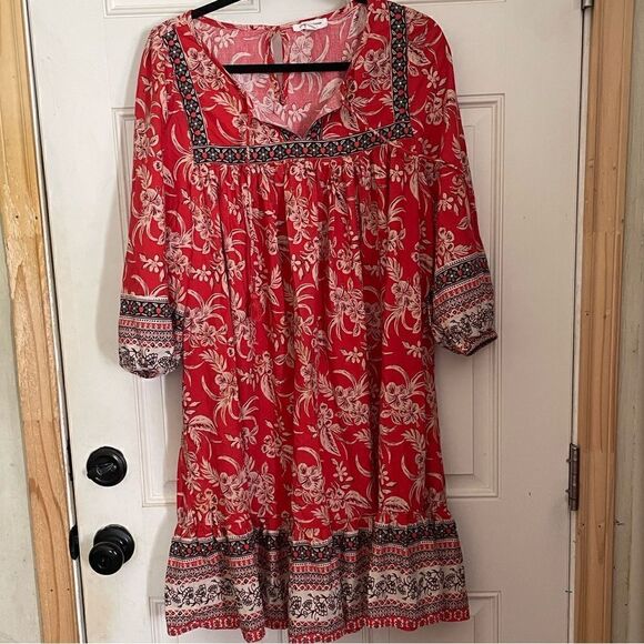 Beach Lunch Lounge Summer Beach Red Dress Size Medium - Picture 1 of 3